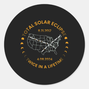 Sticker Rond Éclipse Solaire Deux Fois Au Cours De La Vie 2024