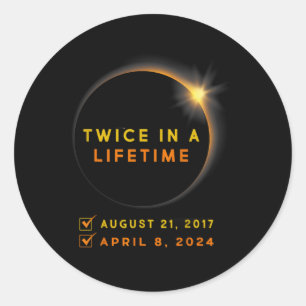 Sticker Rond Éclipse Solaire Deux Fois Au Cours De La Vie 2024