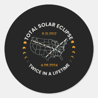 Sticker Rond Éclipse Solaire Deux Fois Au Cours De La Vie 2024 