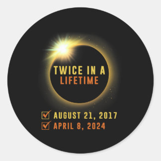 Sticker Rond Éclipse Solaire Deux Fois Au Cours De La Vie 2024 