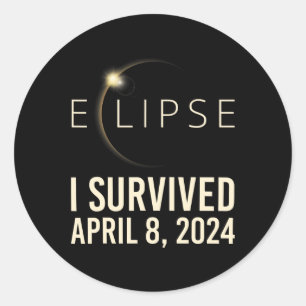 Sticker Rond Éclipse Solaire I Survécu Avril 8 2024 Total Solai
