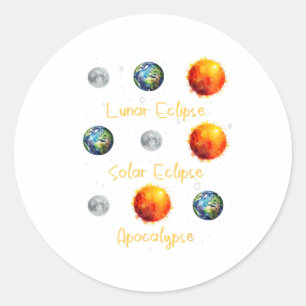 Sticker Rond Éclipse Solaire Lunaire Et Apocalypse Drôle S