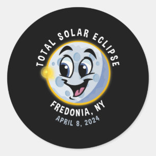 Sticker Rond Éclipse solaire mignonne de New York 8 avril 2024 