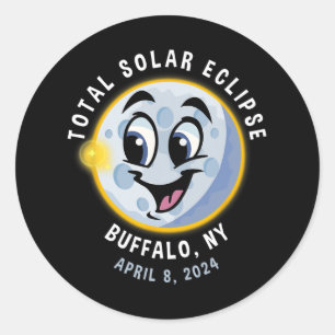 Sticker Rond Éclipse solaire mignonne de New York 8 avril 2024