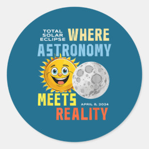 Sticker Rond Éclipse solaire où l'astronomie rencontre