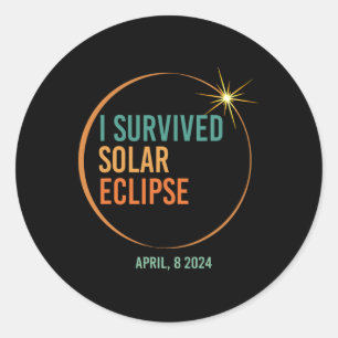 Sticker Rond Éclipse solaire survécue 8 avril 2024 Totalité drô