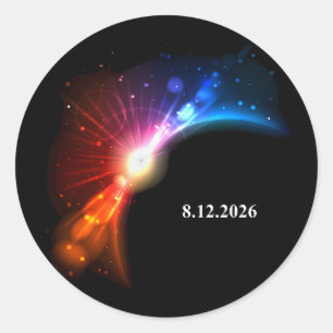 Sticker Rond éclipse solaire totale 12 août 2026 arc-en-ciel no