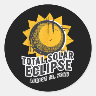 Sticker Rond Éclipse solaire totale 12 août 2026 Astronomie Tra