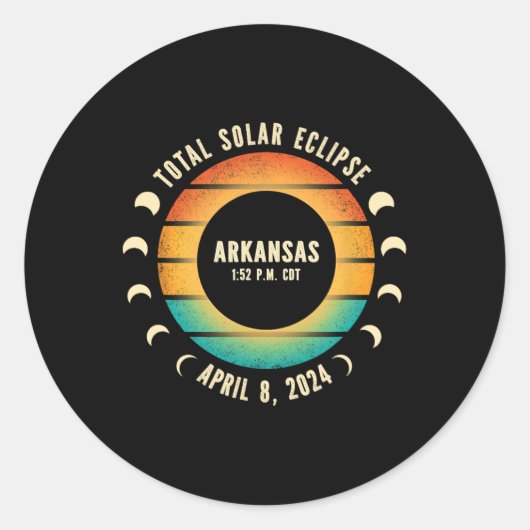Sticker Rond Éclipse solaire totale 2024 (Devant)
