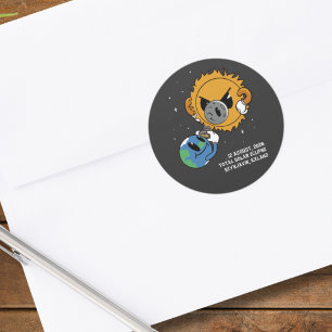 Sticker Rond Éclipse Solaire Totale 2026 Islande Photobomb