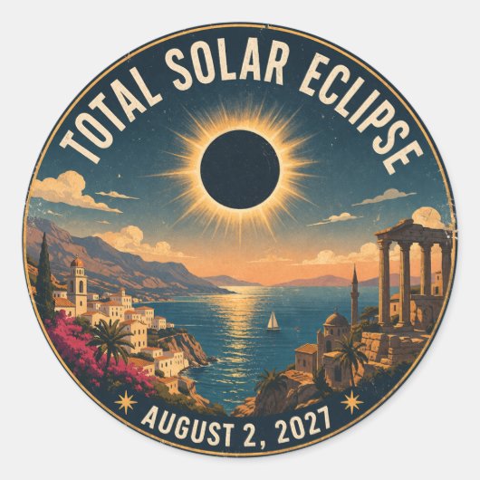 Sticker Rond Éclipse solaire totale 2027 (Devant)