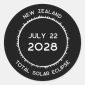 Sticker Rond Éclipse solaire totale 2028 Nouvelle-Zélande (Devant)