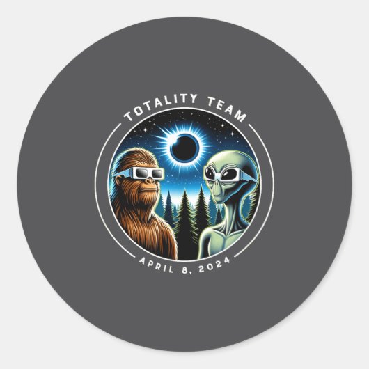 Sticker Rond Éclipse solaire totale Bigfoot Alien (Devant)