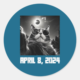 Sticker Rond Éclipse solaire totale Chat Selfie