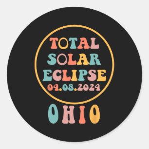Sticker Rond Éclipse solaire totale des États-Unis 8 avril 2024