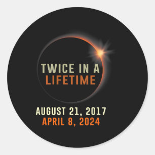 Sticker Rond Éclipse Solaire Totale Deux Fois Dans Une Vie Sola