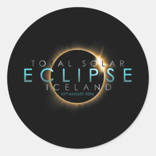 Sticker Rond Éclipse solaire totale du 12 août 2026 – Islande