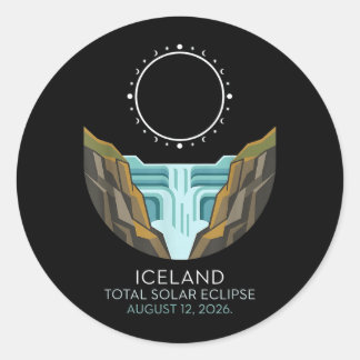 Sticker Rond Éclipse solaire totale en Islande 2026 Événement c
