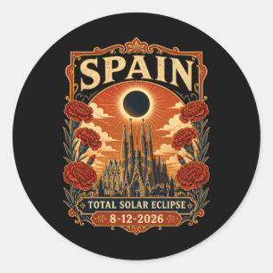 Sticker Rond Éclipse solaire totale Espagne 2026 Barcelone Sagr