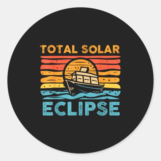 Sticker Rond Éclipse solaire totale Rétro Éclipse (Devant)