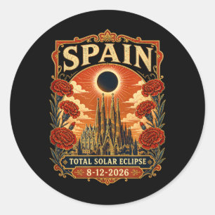 Sticker Rond Éclipse totale de soleil en Espagne 2026 Barcelone