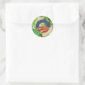 Sticker Rond Eco Grunge Obama 2012 Conception des réélections (Sac)