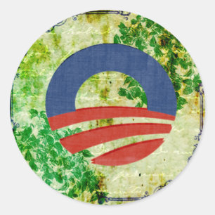 Sticker Rond Eco Grunge Obama 2012 Conception des réélections