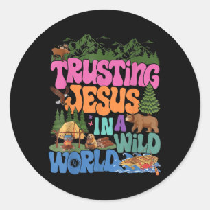 Sticker Rond Ecole Biblique Vbs 2025 Camp Enfant Trusting Jesus