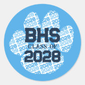 Sticker Rond École Bleue Bébé Première année Graduation Pawprin (Devant)