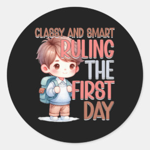 Sticker Rond École Cly Smart Ruling Le Premier Jour Maternelle