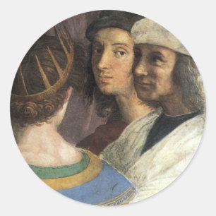 Sticker Rond École d'Athènes par Raphael, Renaissance Vintage