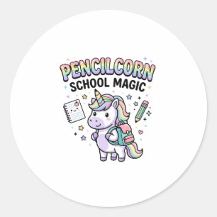 Sticker Rond École de licorne Pencilcorn Magie Charmante Merch