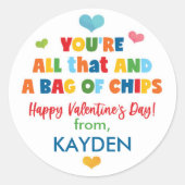 Sticker Rond École de sac à chips Cute Saint Valentin (Devant)