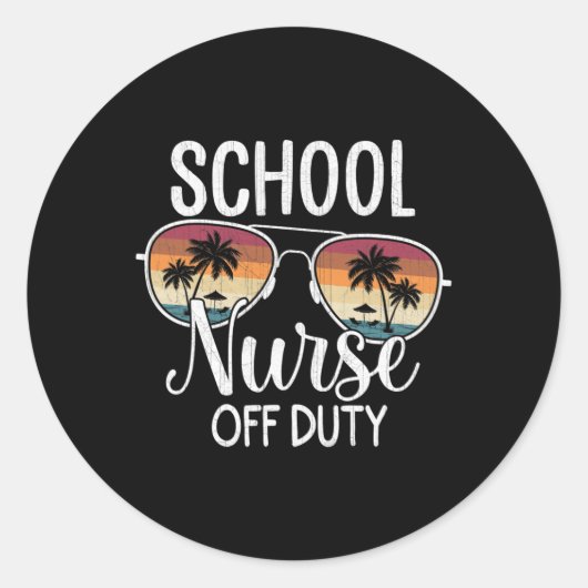 Sticker Rond École De Vacances D'Été Fin De L'Année École Infir (Devant)