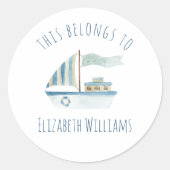 Sticker Rond École du nom du bateau (Devant)