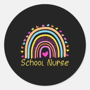 Sticker Rond École Infirmière Boho Arc-En-Ciel Journée Infirmiè