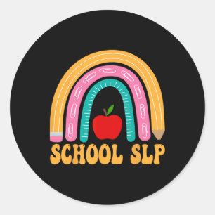Sticker Rond École Slp Crayon Arc-En-Ciel Femmes Byck À L'École