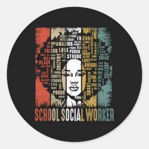 Sticker Rond École Social Travailleur Afro Africaine Femmes Bla