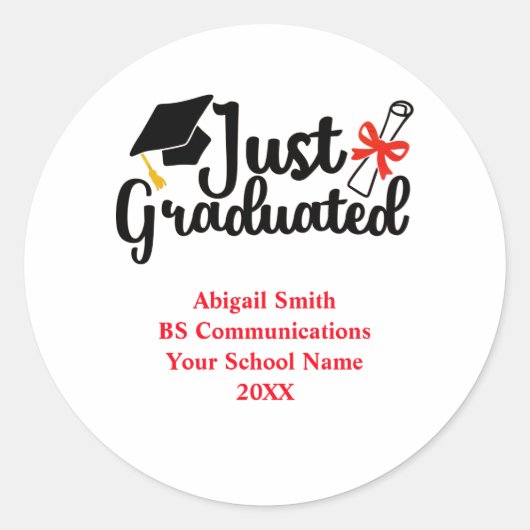 Sticker Rond École Supérieure Personnalisée Rouge Noir (Devant)