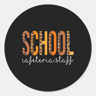 Sticker Rond Écoles Cafétéria Personnel léopard Automne Merci