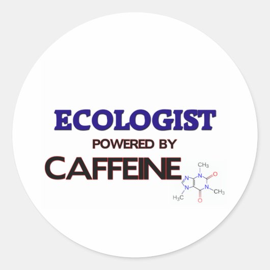 Sticker Rond Écologiste actionné par la caféine (Devant)