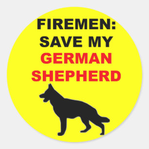 Sticker Rond Économies de pompier mon berger allemand