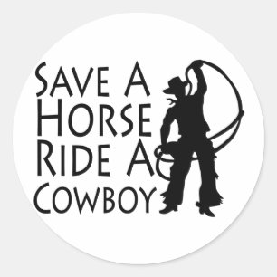 Sticker Rond Économisez Une Promenade Cheval A Cowboy 2