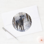 Sticker Rond Écossais Deerhound Noël neige (Enveloppe)