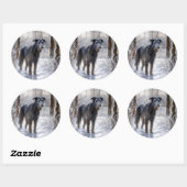Sticker Rond Écossais Deerhound Noël neige (Feuille)