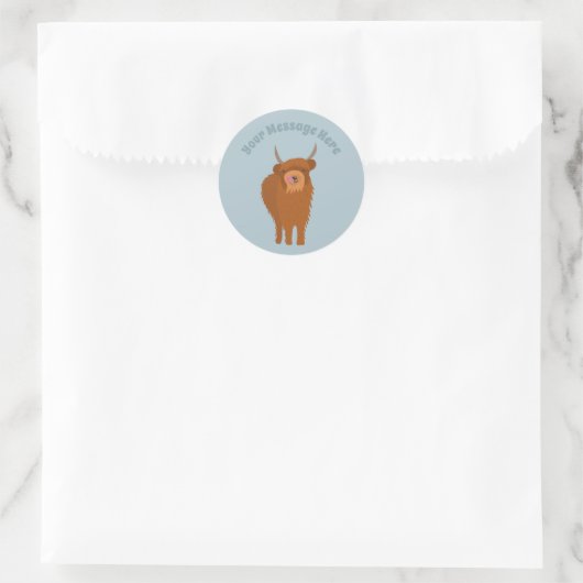 Sticker Rond Écossais Highland Cattle Cow Graphic Personnalisé (Sac)