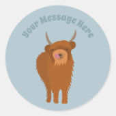 Sticker Rond Écossais Highland Cattle Cow Graphic Personnalisé (Devant)