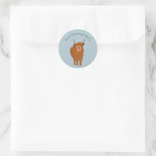 Sticker Rond Écossais Highland Cattle Cow Graphic Personnalisé