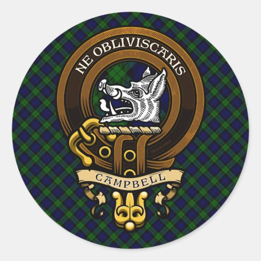 Sticker Rond Écosse Clan Campbell Badge et Crest (Devant)