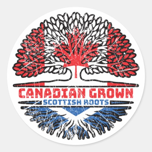 Sticker Rond Écosse Écosse Canadian Canada Tree Roots Flag (Devant)